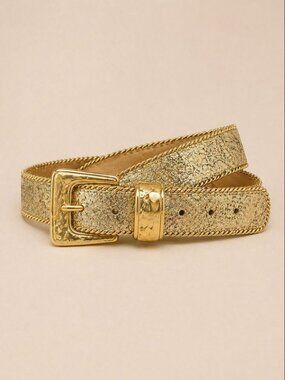 Vintage The Icing Gold Metallic Belt Medium 36" Y2K Glam Statement